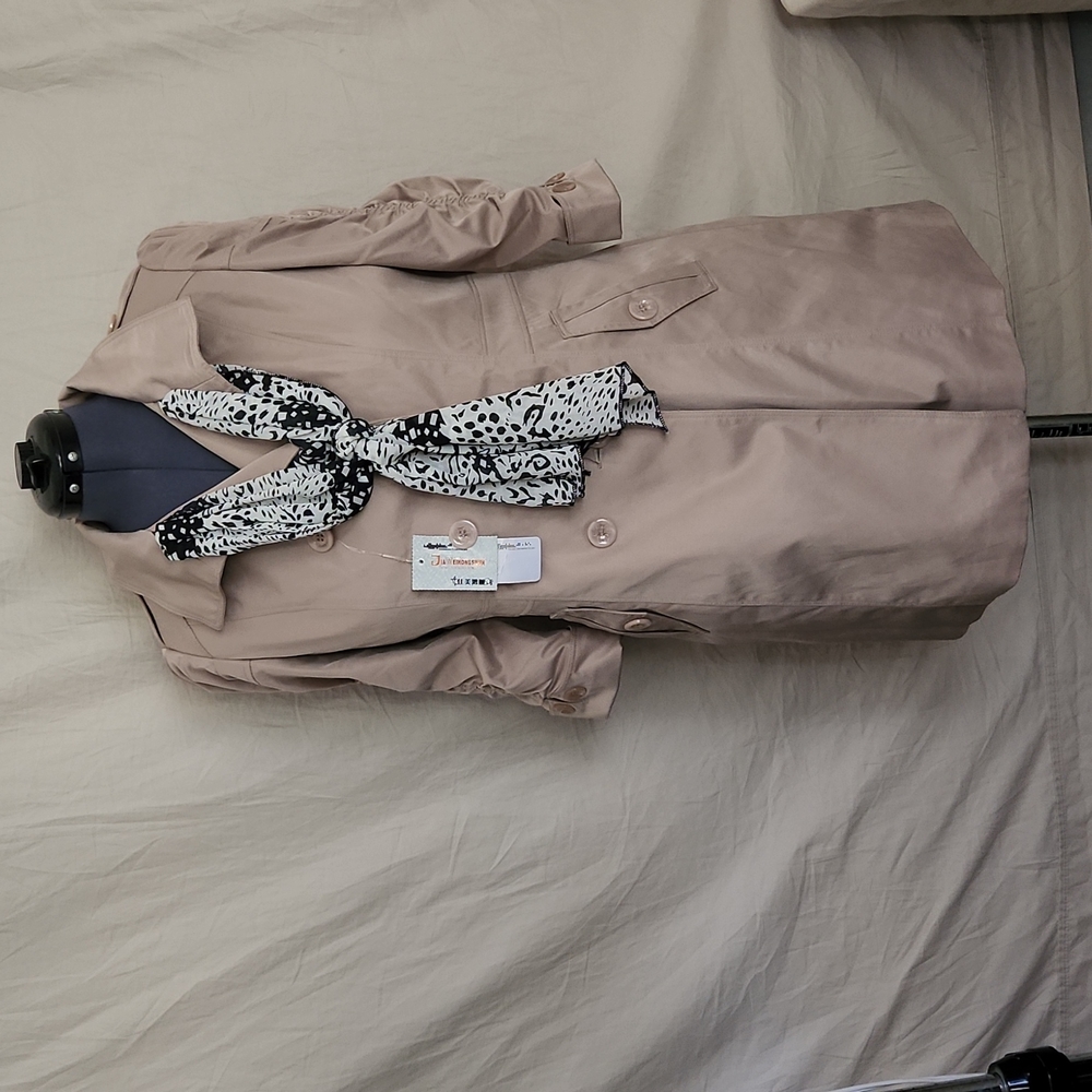 Baige Rain Jacket with Detachable Scarf